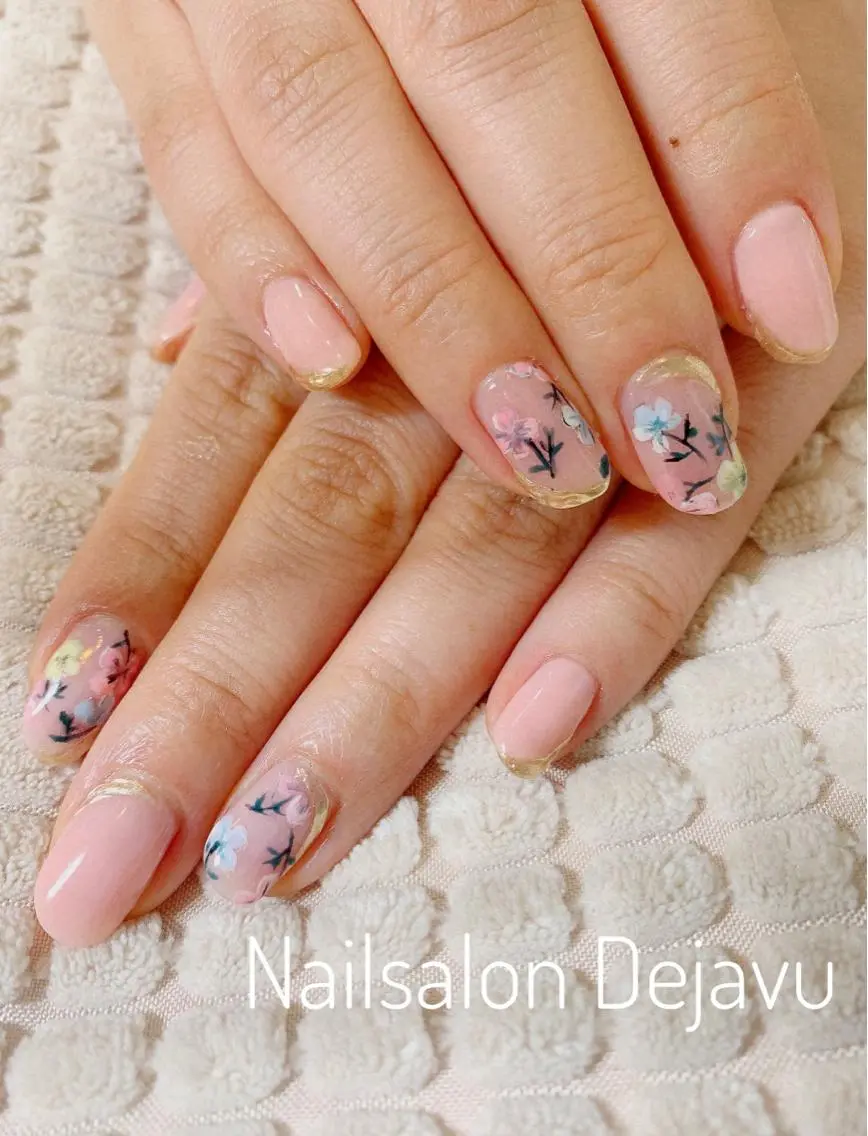 ネイル アートネイル ワンカラーネイル ピンク 春ネイル Nail salon Dejavu 🌿のネイルデザイン
