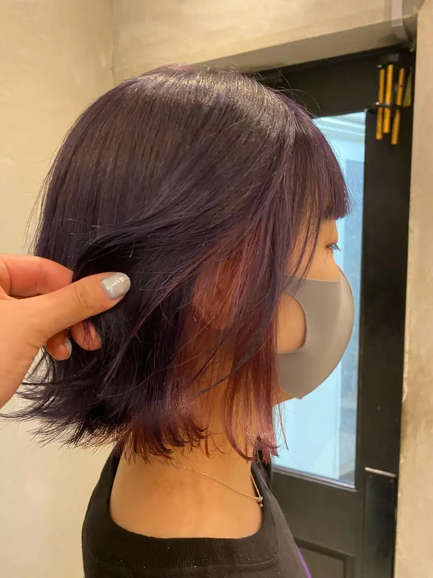 ミディアム カット ヘアカラー トリートメント 新宿/顔周りカット +レイヤー=しずく♩のヘアスタイル