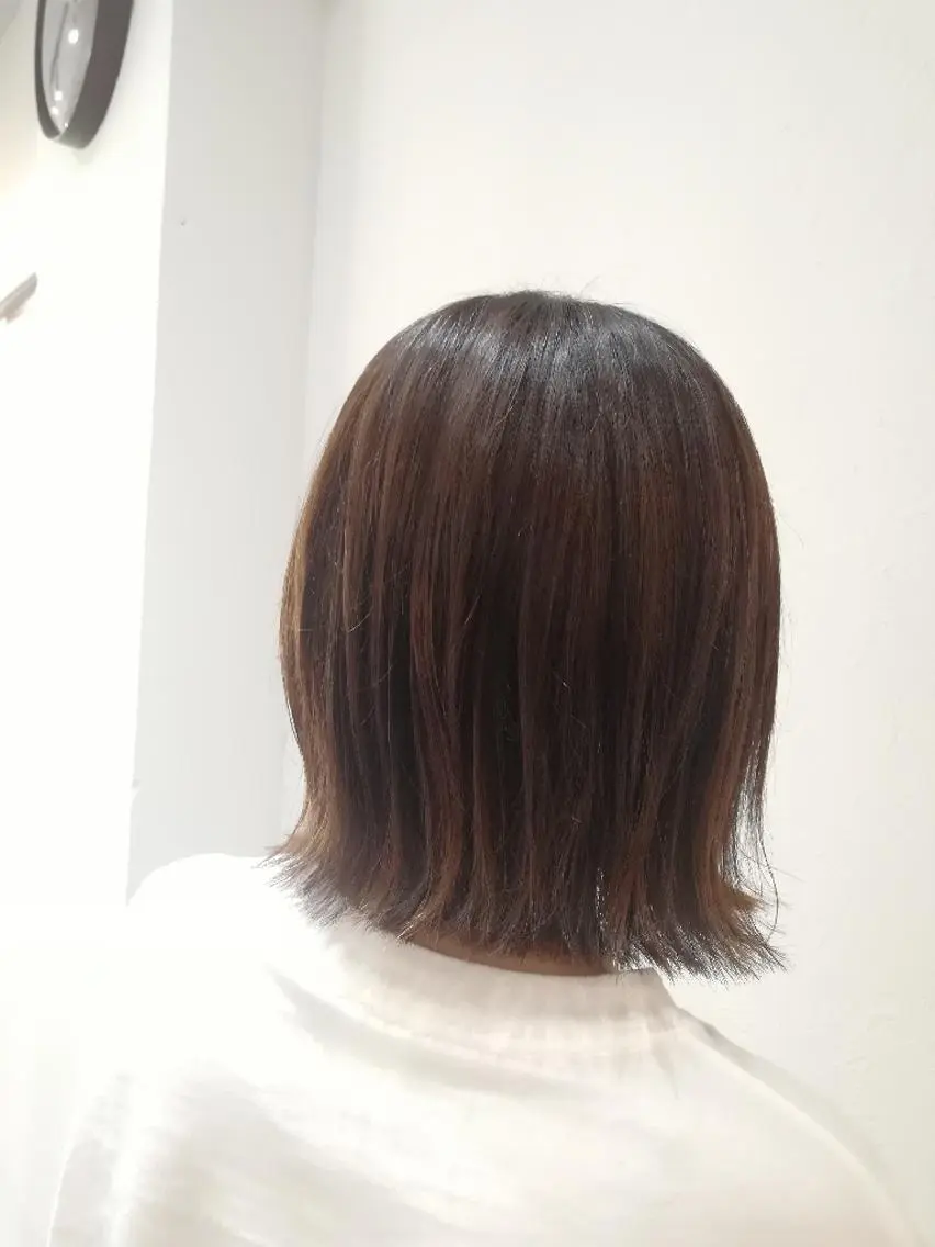 ミディアム 切りっぱなしボブ ボブ hair make powder 薮本のヘアスタイル