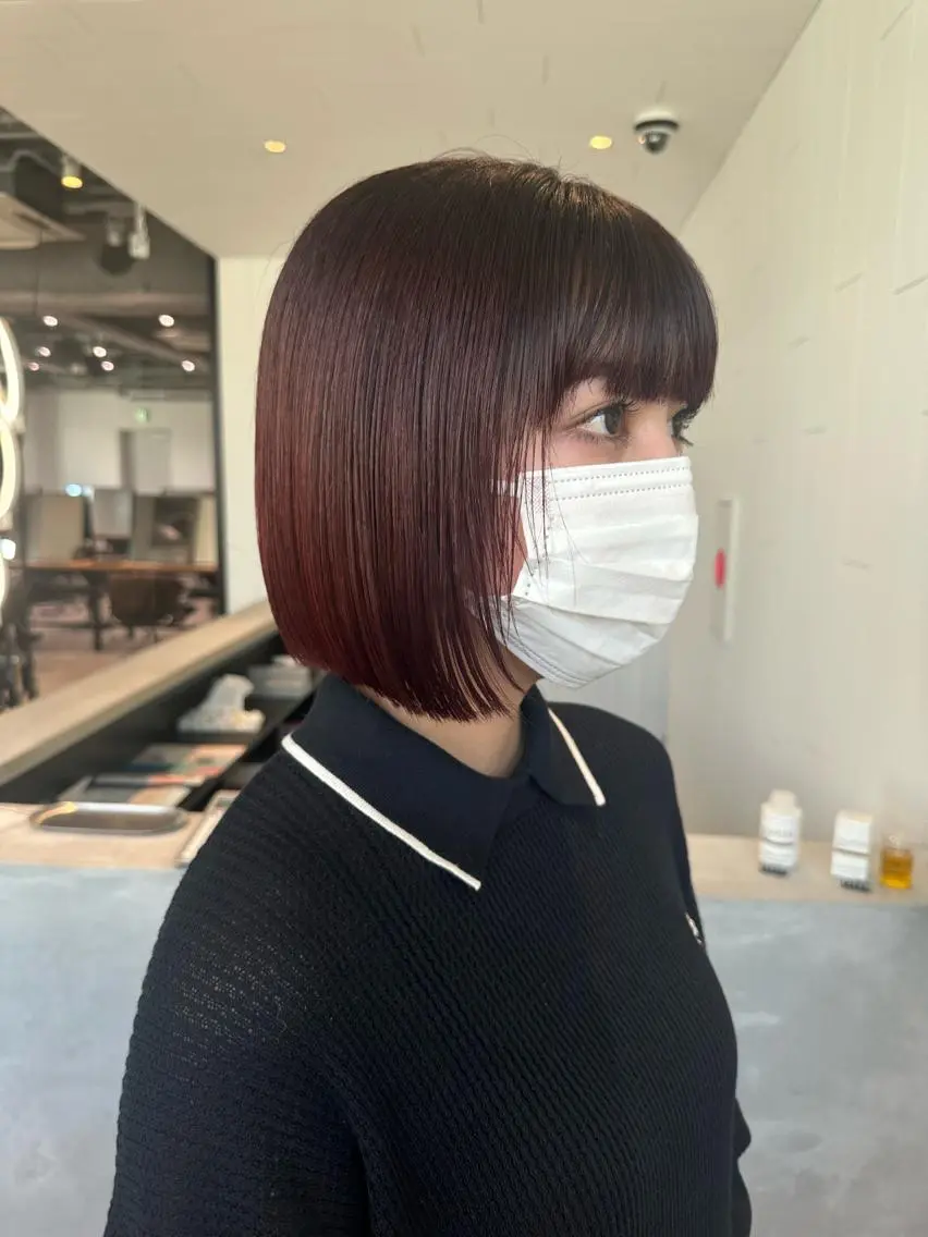 ショート カラー レッドカラー ボブ 大人上品特化 レイヤー🇺🇸山村のヘアスタイル