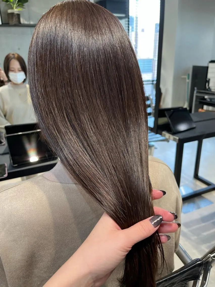 セミロング カラー パーマ ヘアアレンジ カット ヘアカラー トリートメント ヘッドスパ ヘアセット 透明感/オリーブ/ グレージュ/YUKAのヘアスタイル