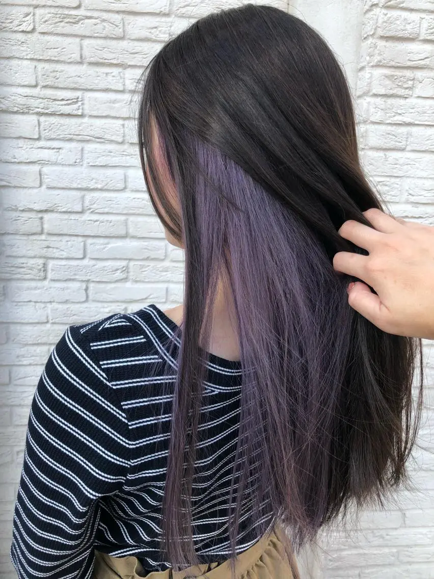 ロング カラー ラベンダーカラー パープルカラー カット ヘアカラー 吉村 絢乃のヘアスタイル
