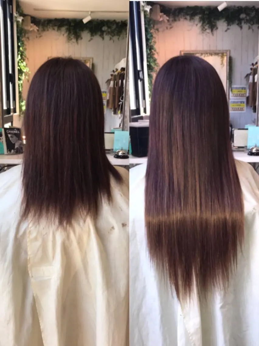 ロング カラー ヘアアレンジ 大阪レミーエクステ チビ編み込みのヘアスタイル