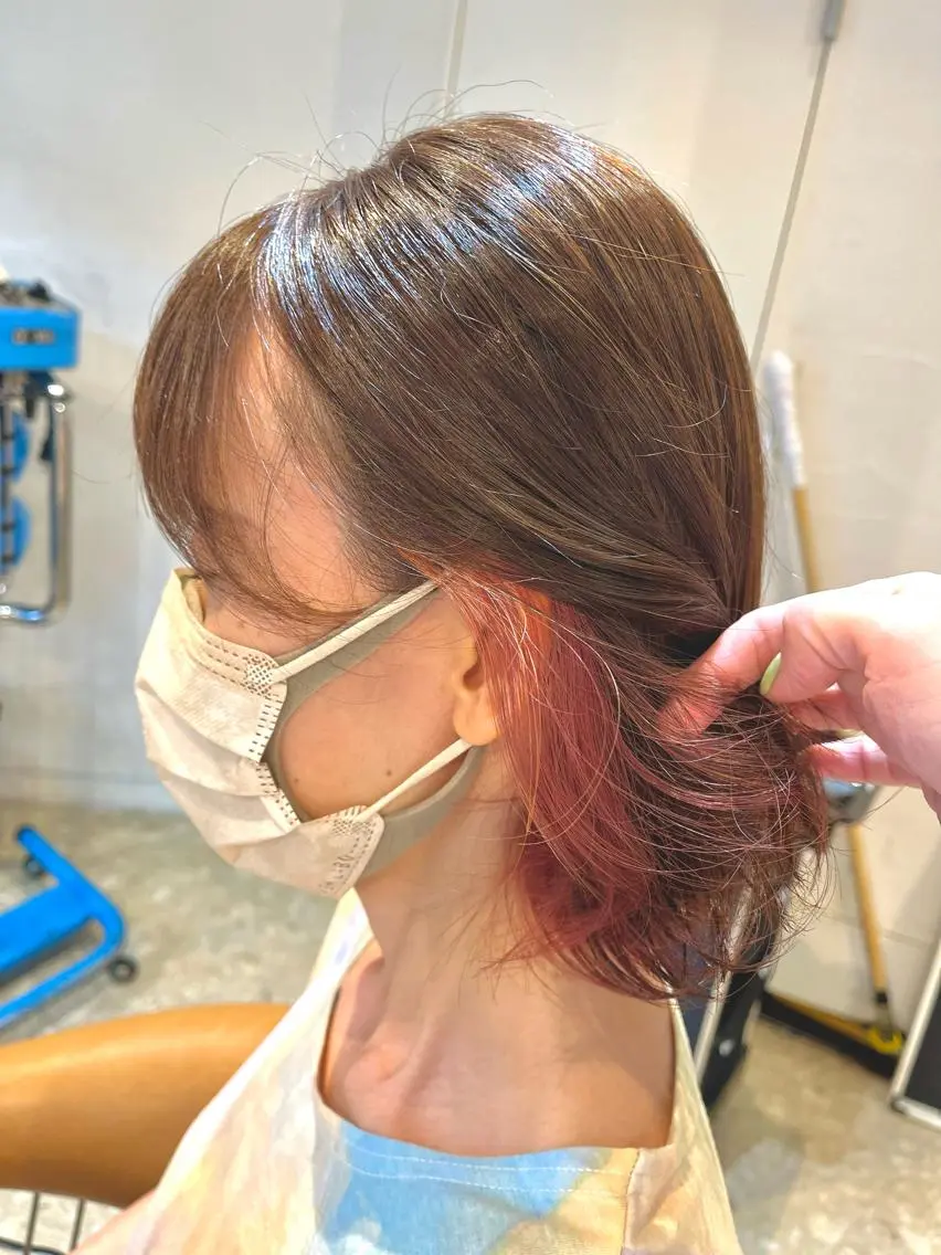 ミディアム カラー レッドカラー ヘアカラー うしだ かおるのヘアスタイル