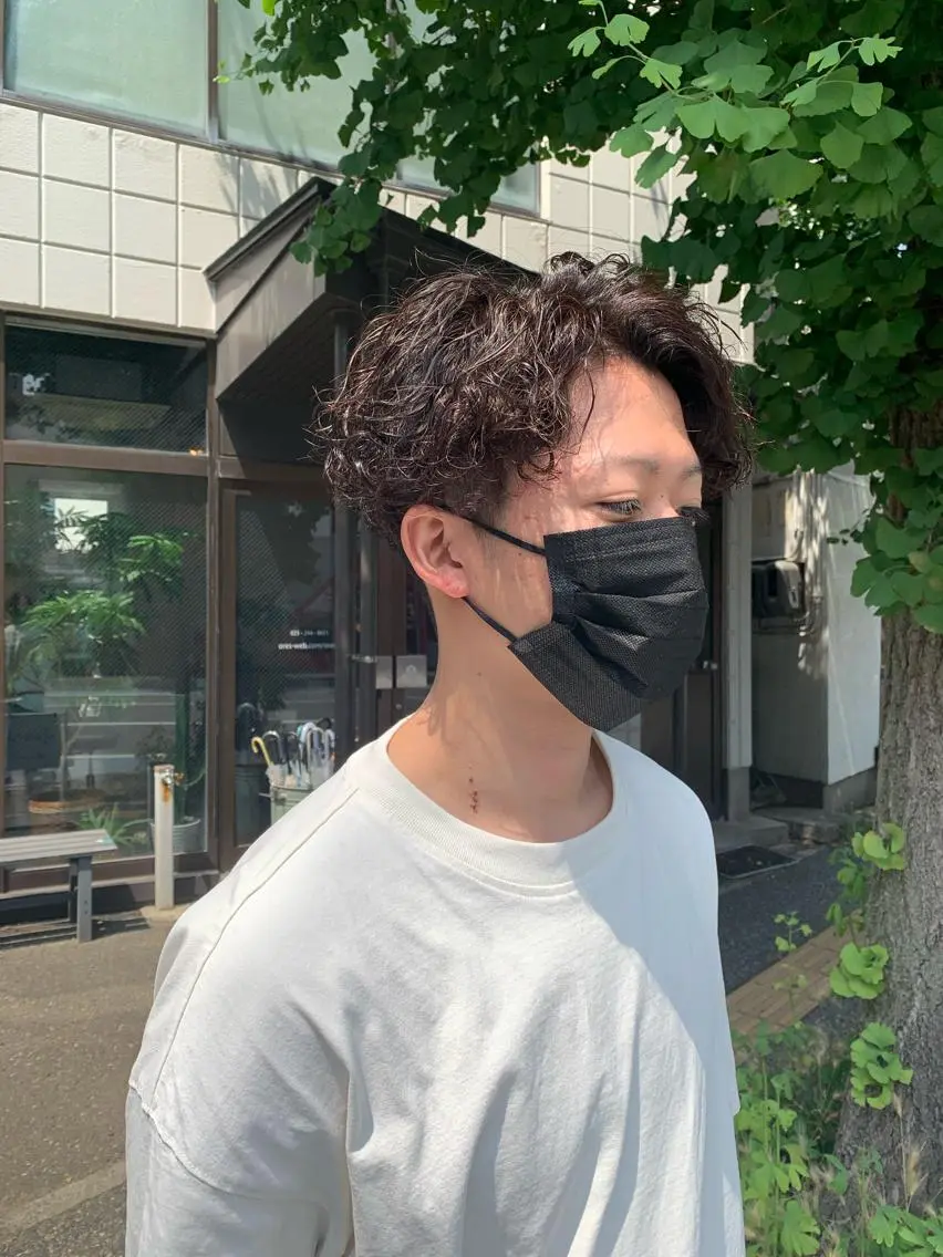 ミディアム パーマ メンズ カット パーマ 宮嶋 勇輔のヘアスタイル