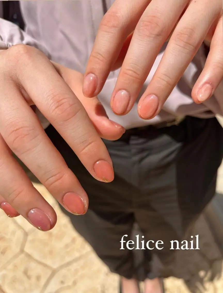 ネイル ジェルネイル ニュアンスネイル オフィスネイル オレンジ パラジェル felice nailのネイルデザイン