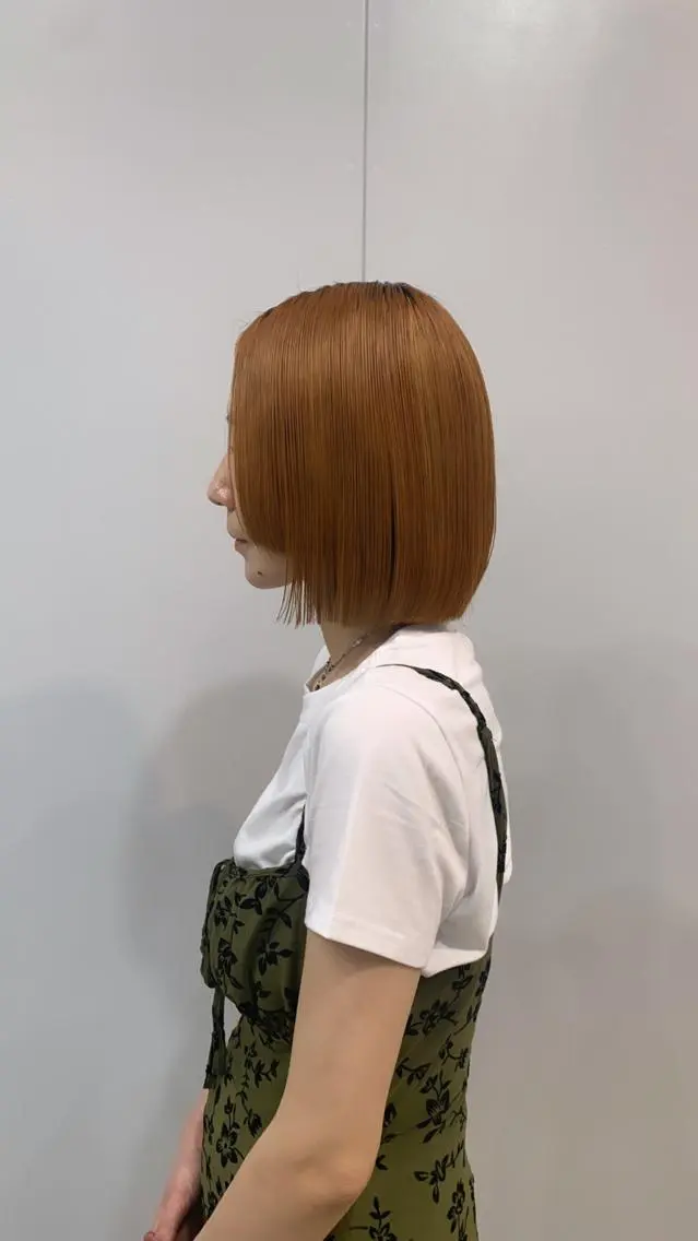 ミディアム オレンジブラウン ヘアカラー 高橋 亜紀のヘアスタイル
