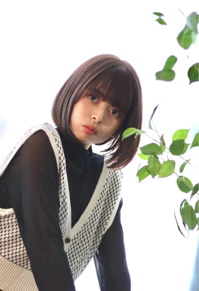 ショート カラー パーマ ヘアアレンジ ベージュカラー オリーブベージュ ボブ 小顔カット カット 縮毛矯正 トリートメント 🖤小顔ボブ/ウルフ レイヤー🖤山本諒のヘアスタイル
