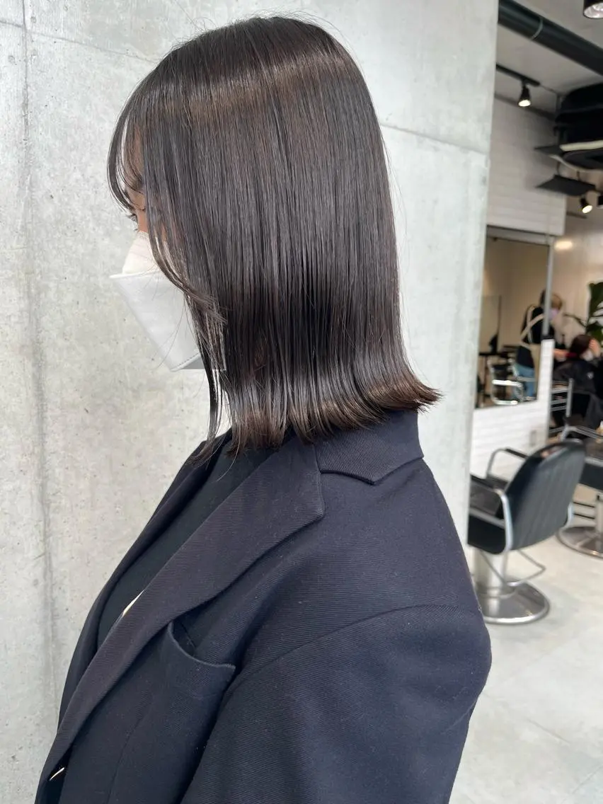 ミディアム カラー カット ヘアカラー トリートメント ヘッドスパ ヘアセット 透明感/オリーブ/ グレージュ/YUKAのヘアスタイル