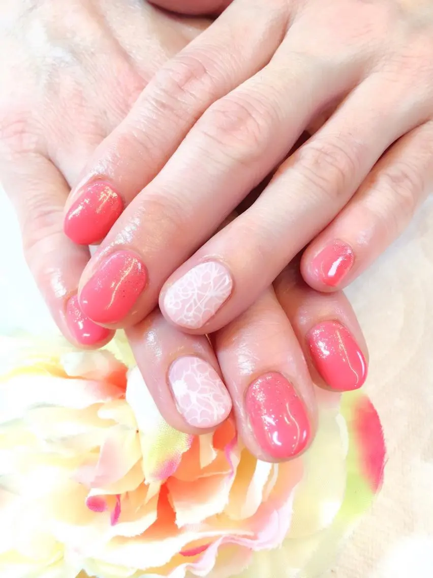 ネイル フットネイル ジェルネイル レース ミラーネイル パラジェル ハンドネイル clover nailのネイルデザイン