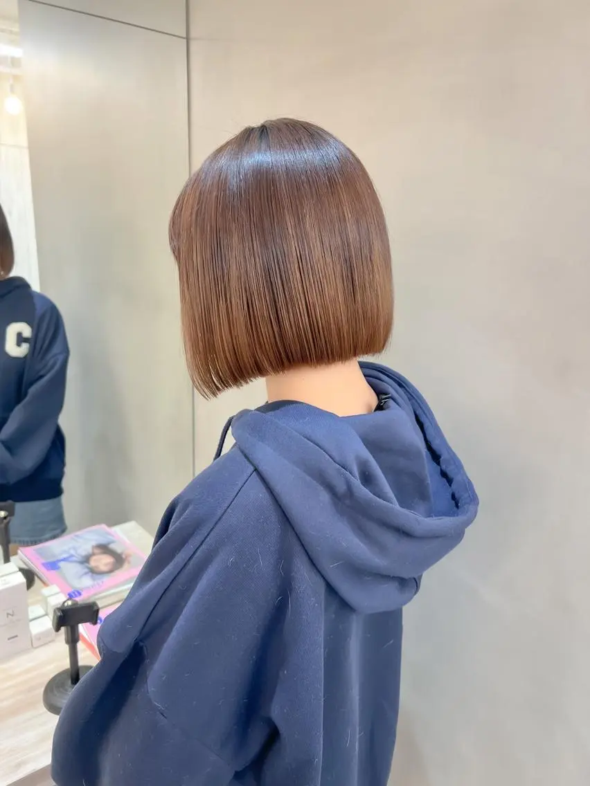 ショート カット ヘアカラー トリートメント ボブ/縮毛矯正 髪質改善/もえるのヘアスタイル