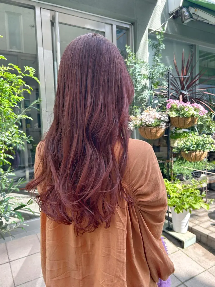 ロング カラー オレンジ ピンクカラー カット ヘアカラー トリートメント HIROKI ”博多 /ボブのヘアスタイル
