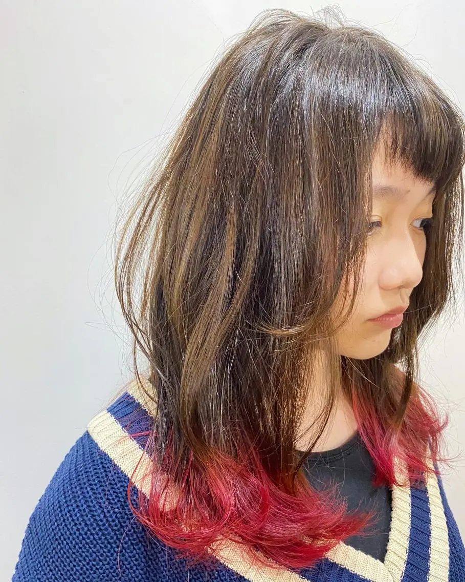 ロング カラー ピンクカラー カット ヘアカラー トリートメント fulam/ WATANABEのヘアスタイル