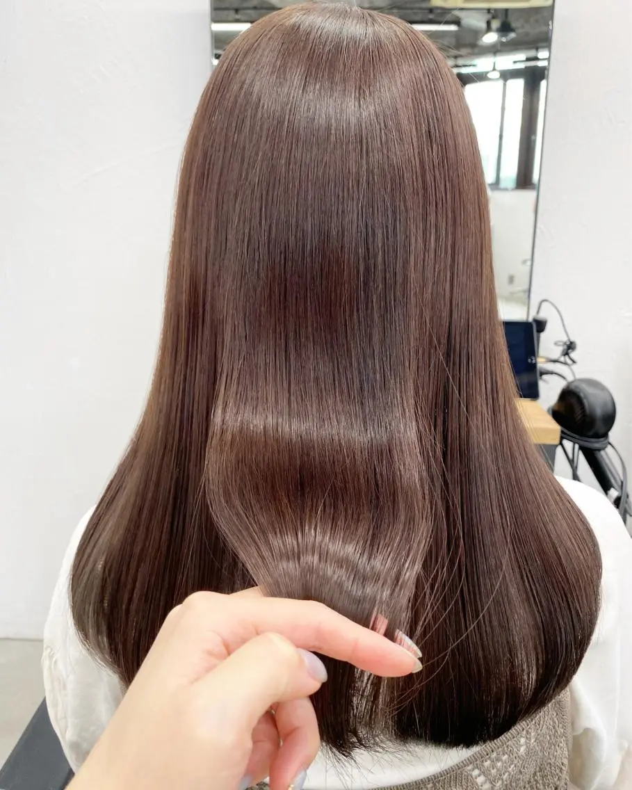 セミロング パーマ 縮毛矯正 トリートメント 榎園 由美のヘアスタイル