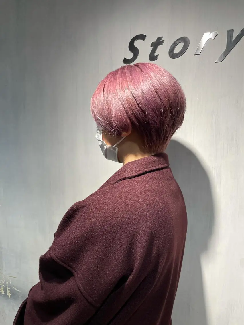 ショート カラー ヘアアレンジ ラベンダーカラー ラベンダーピンク ピンクカラー 🦋ハイトーンボブ ショート🦋トシキのヘアスタイル