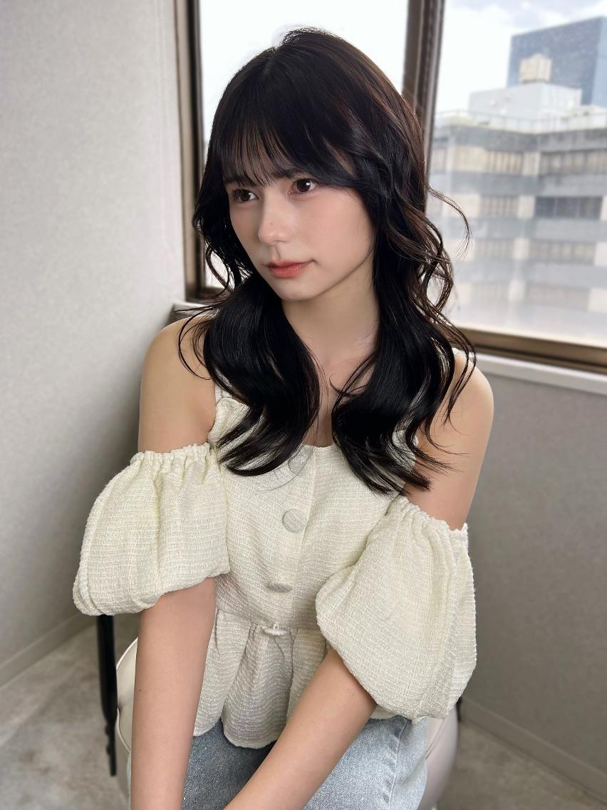 セミロング くびれヘア 顔周りカット ヨシンモリ 韓国風ヘア ヘアカラー トリートメント さや🍀/透明感 カラー/ヘアセットのヘアスタイル