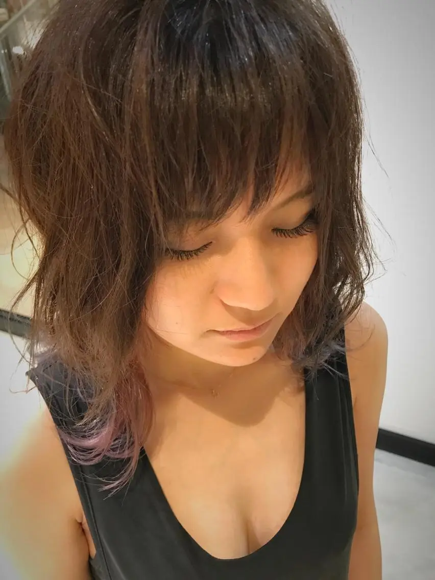 ミディアム カラー ブルーカラー インナーカラー ピンクカラー シルバー バイオレットカラー 松村 崇弘のヘアスタイル