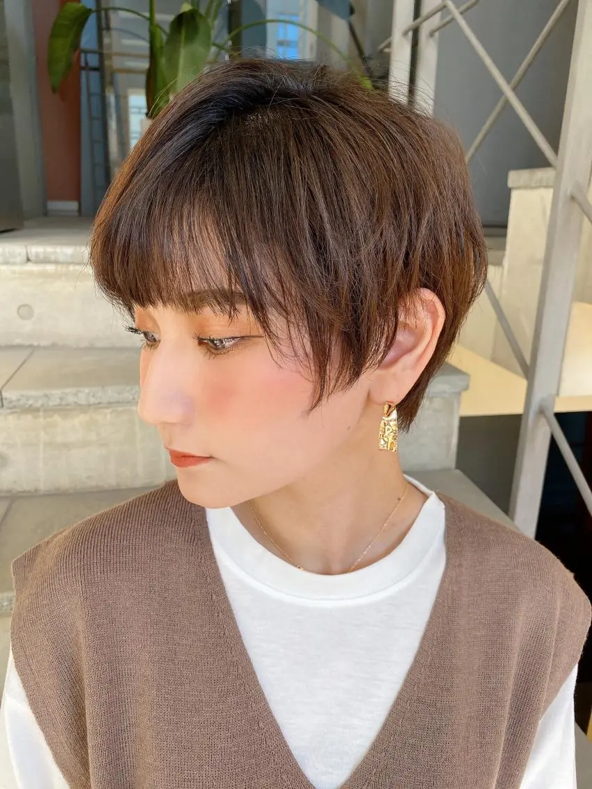 ショート カット ヘアカラー トリートメント 🌟モテ髪ショート 🌟店長　津賀涼のヘアスタイル