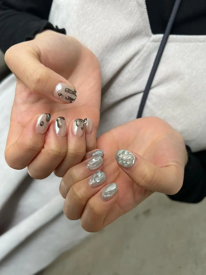 ネイル ブルー 持ち込み ニュアンスネイル ハンドネイル ハンドケア Charme. NOBUKOのネイルデザイン