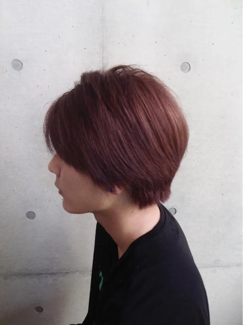 ミディアム カラー ダブルカラー パープルカラー ショート& パーマ　坂本のヘアスタイル