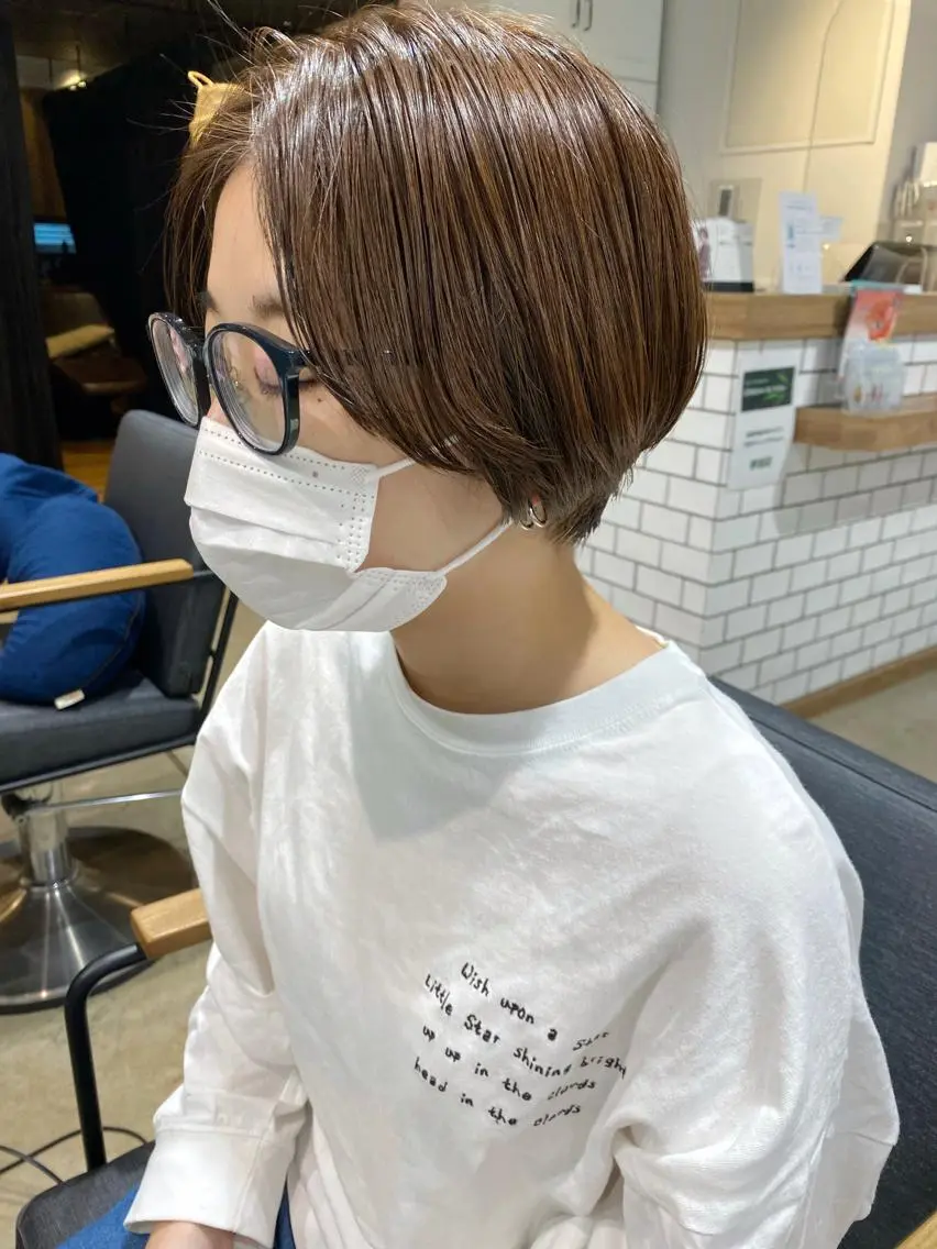 ショート カラー ベージュカラー ラベンダーカラー ラベンダーベージュ ショートヘア レイヤー/大人ボブ 渡邉【日吉美容室】のヘアスタイル