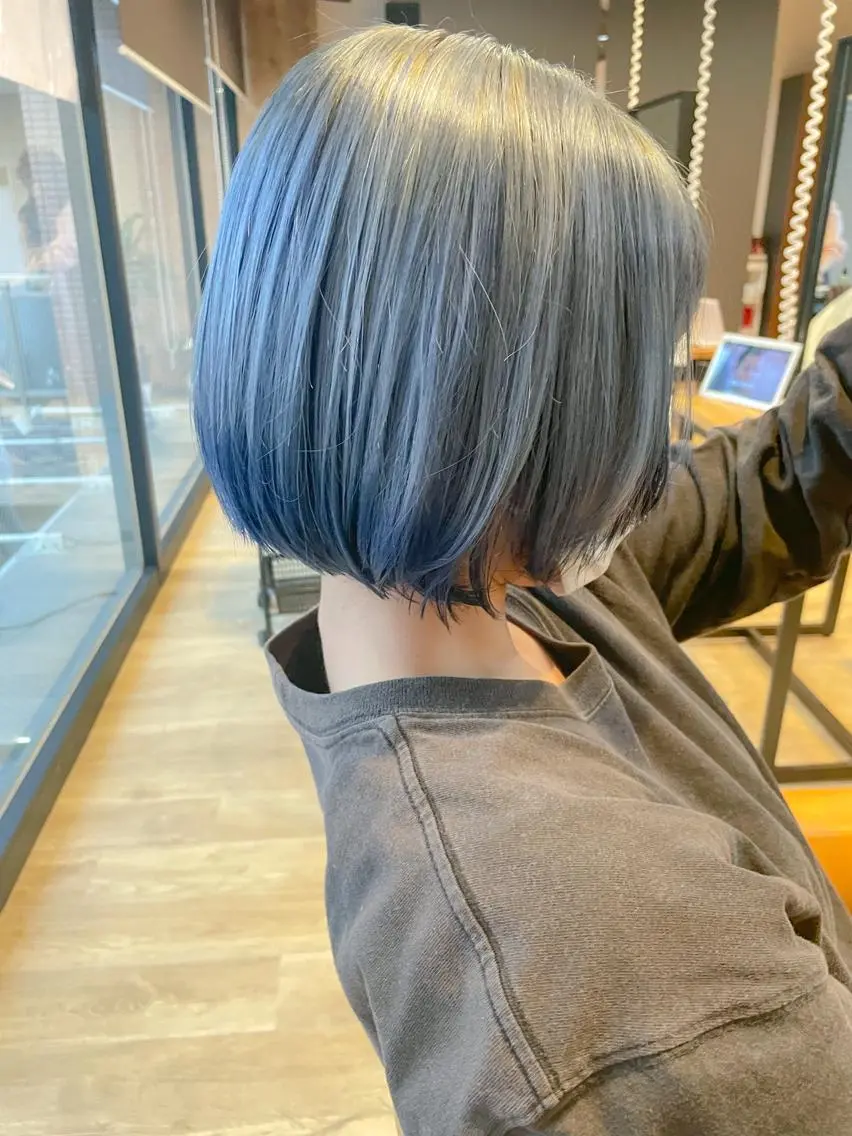 ショート カラー アッシュ ブルーカラー ブルーアッシュ 髪質改善/ブリーチ 田代 龍我のヘアスタイル