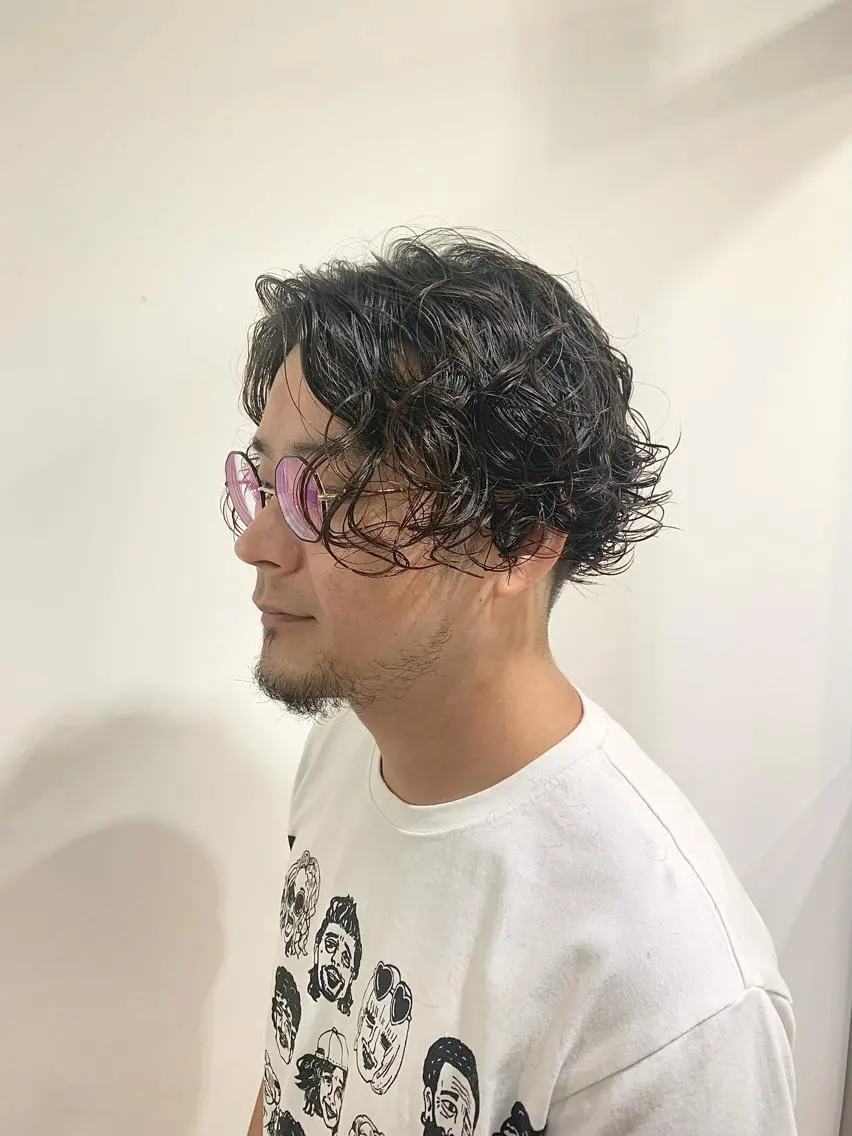 ミディアム パーマ メンズ 竹内 康浩のヘアスタイル