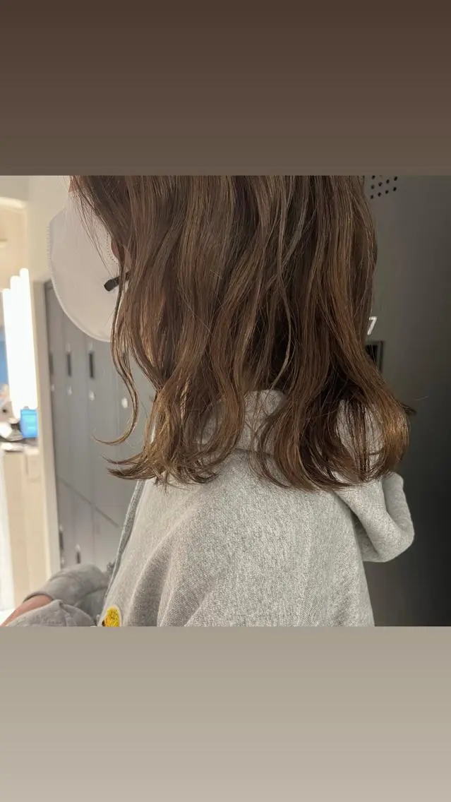 ミディアム ヘアアレンジ 暗髪カラー🫐パーマ おくだりんかのヘアスタイル