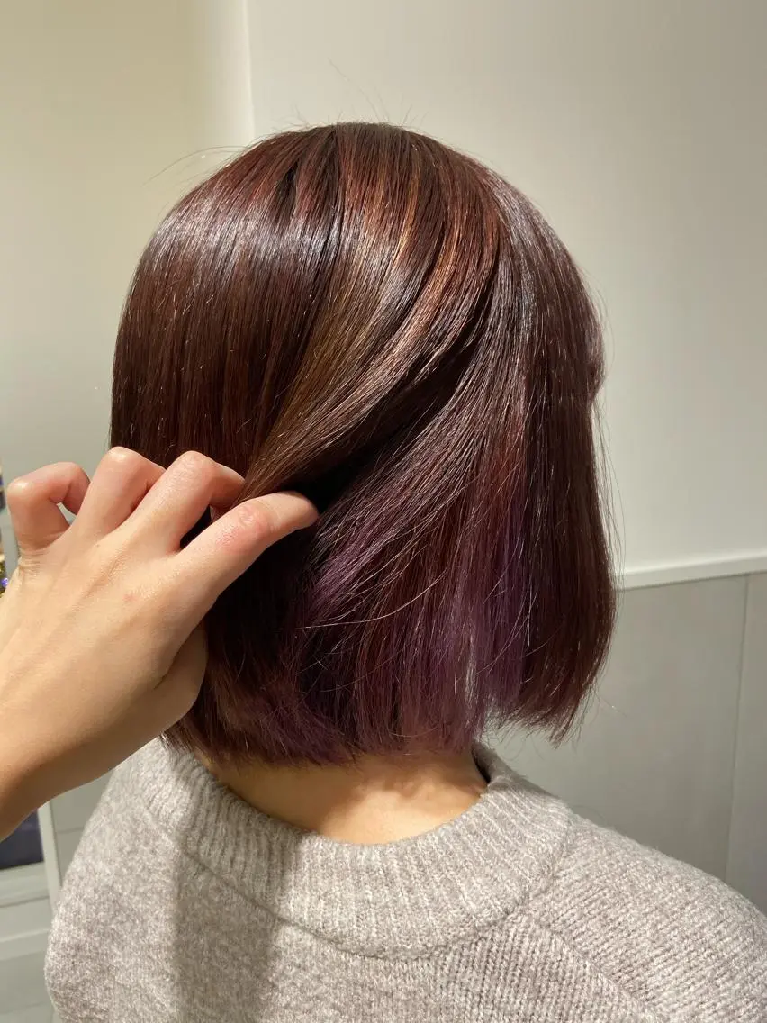 ミディアム カラー ラベンダーカラー ピンクカラー ピンクラベンダー 小栗 麻衣のヘアスタイル