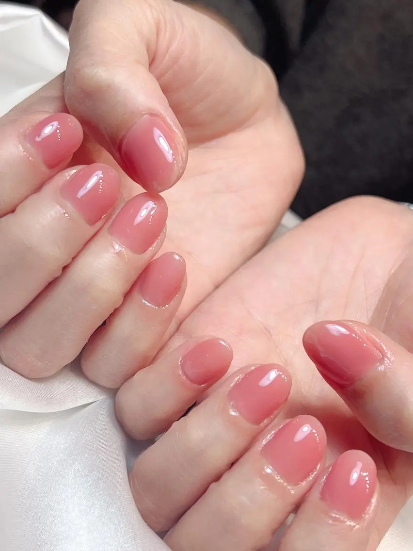 ネイル ワンカラーネイル 春ネイル bijou nails 蓮のネイルデザイン