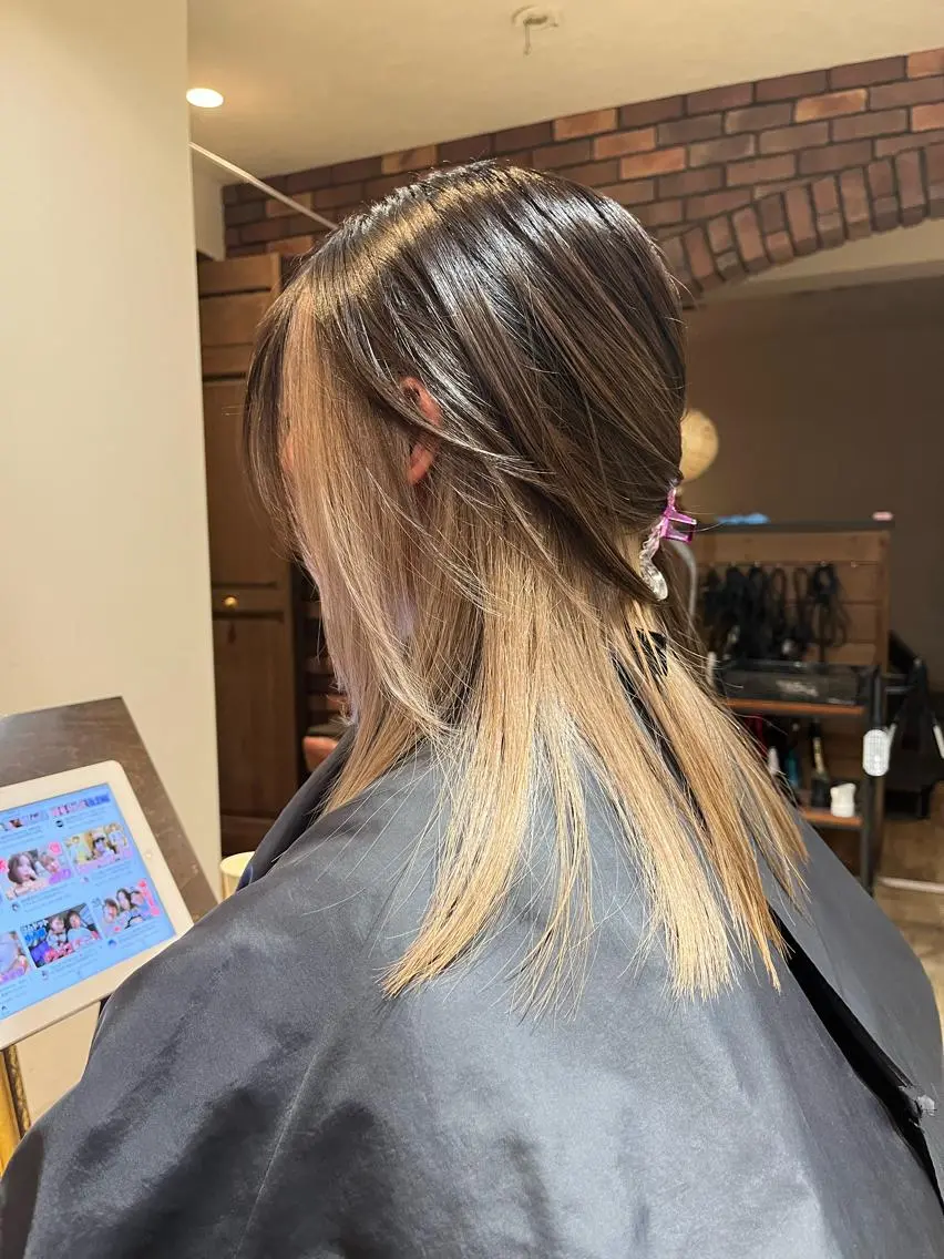 セミロング カラー ブリーチ ブリーチなしカラー 縮毛矯正 ヘアカラー 中園康 /カラー/ブリーチのヘアスタイル