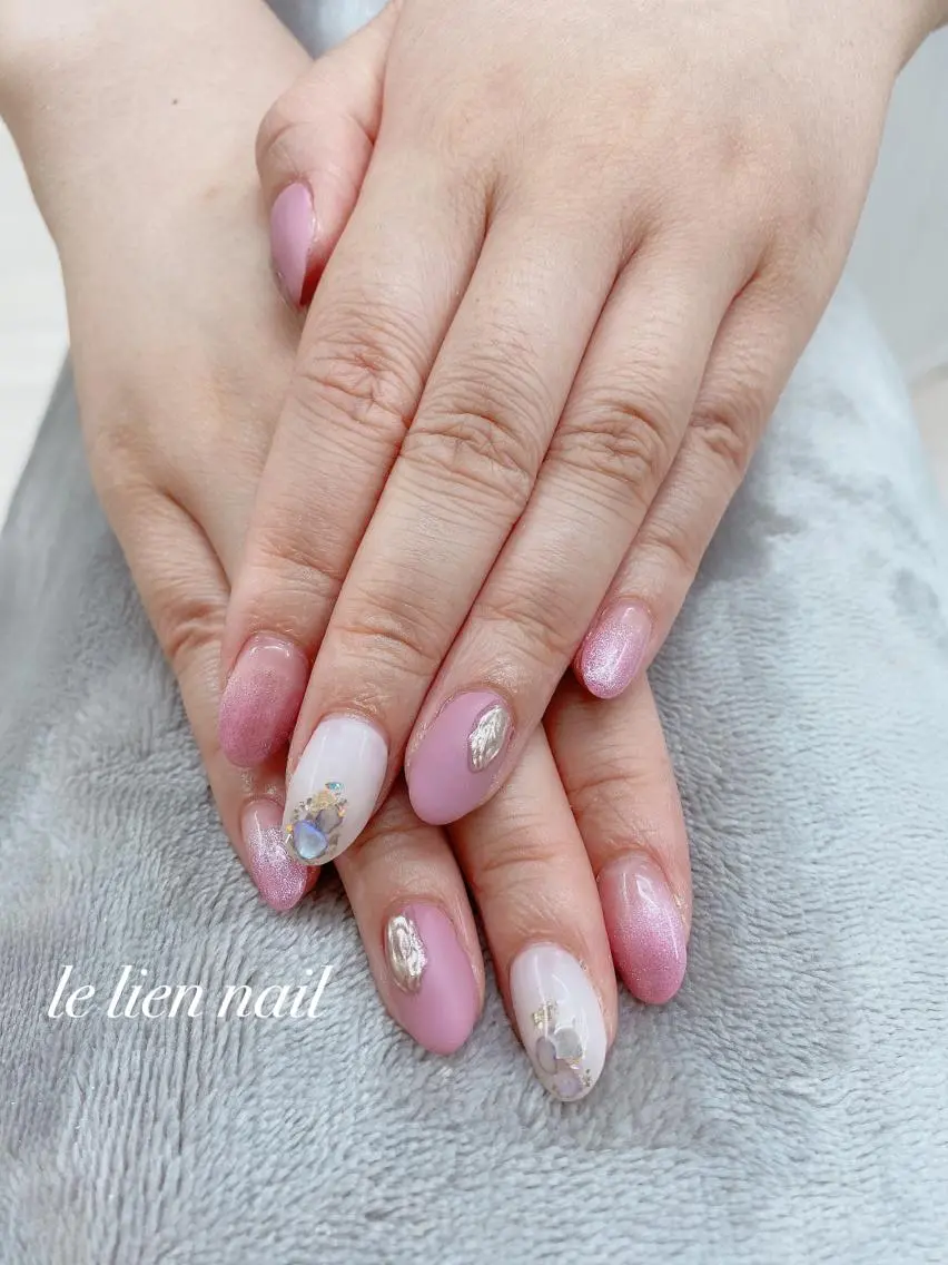 ネイル アートネイル マットネイル ピンク le lien nailのネイルデザイン