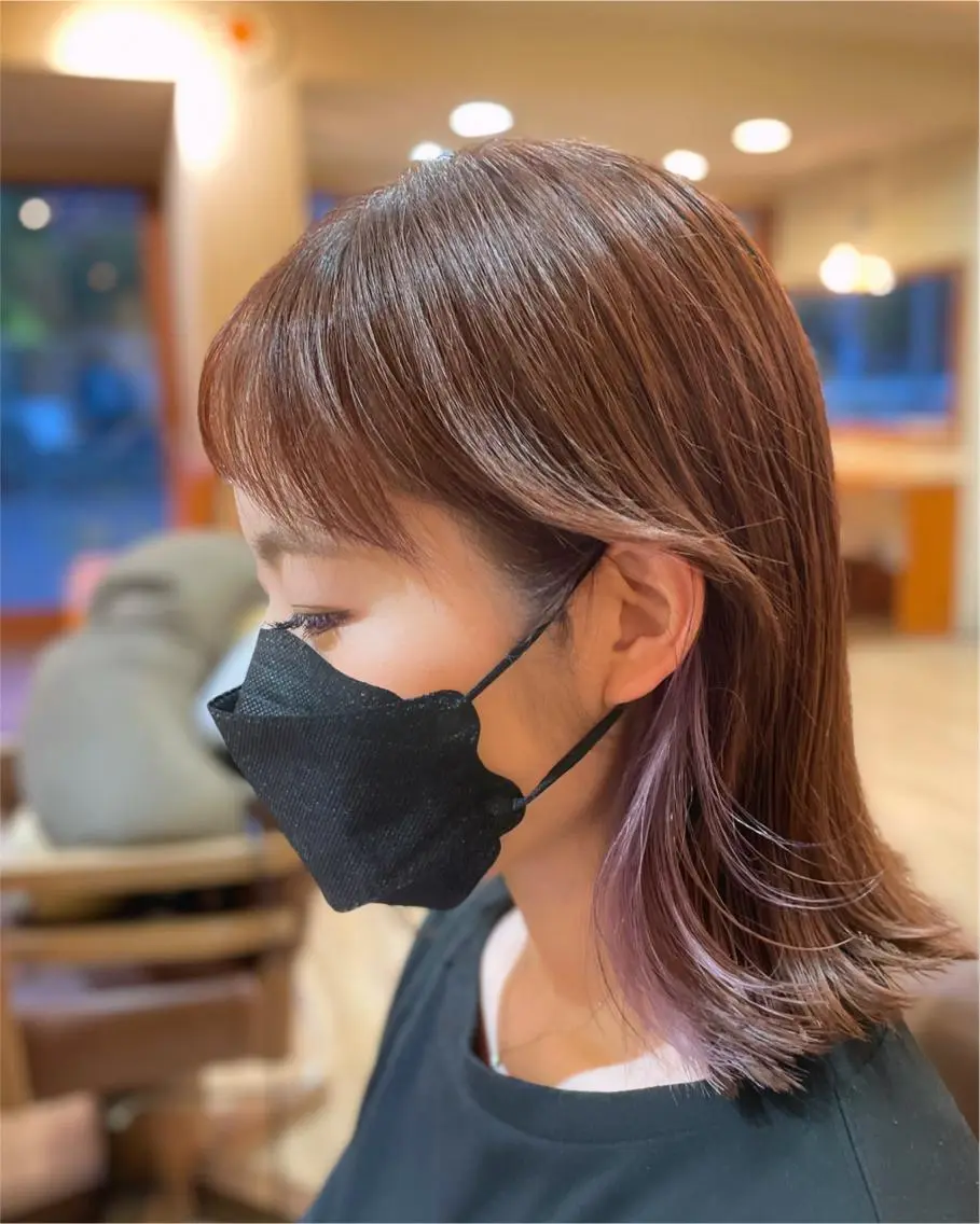 ミディアム カラー イヤリングカラー インナーカラー バイオレットカラー 柔髪/艶髪カラー RIKU.Kのヘアスタイル