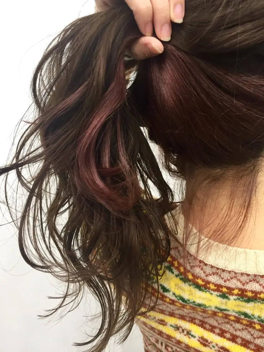 セミロング カラー イルミナカラー インナーカラー ピンクカラー ヘアカラー 岩崎 裕司のヘアスタイル