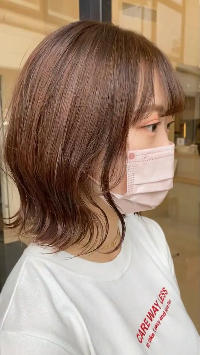 ミディアム カラー ベージュカラー ピンクカラー ピンクベージュ ヘアカラー トリートメント プルエクステ/透明感 カラー✨KAZUKIのヘアスタイル