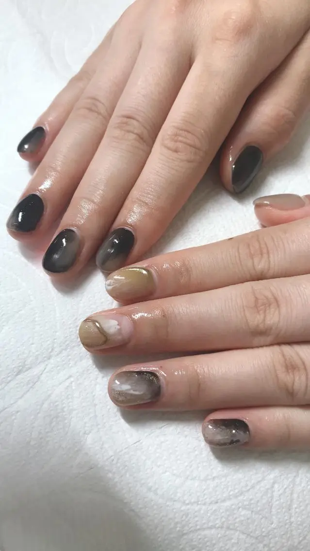 ネイル ブラウン ニュアンスネイル kawaguchi yukiのネイルデザイン