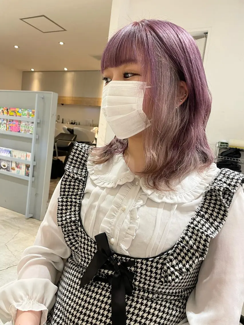 ミディアム カラー ヘアカラー トリートメント Acchon/心斎橋 💚ダブルカラーのヘアスタイル