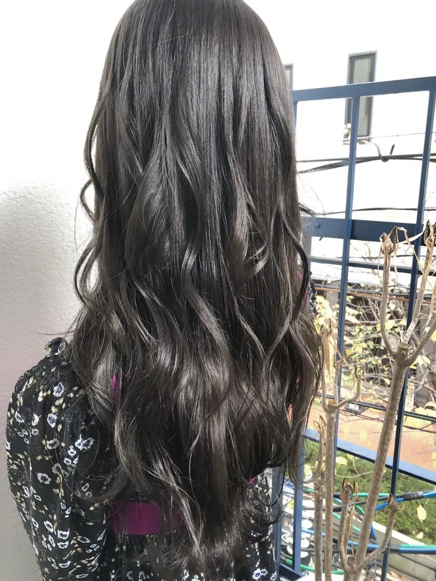 ロング アッシュ ボブ エクステ 外国人風カラー ハイライト カット ヘアカラー 夜23時まで予約🉑 reverieあきらのヘアスタイル