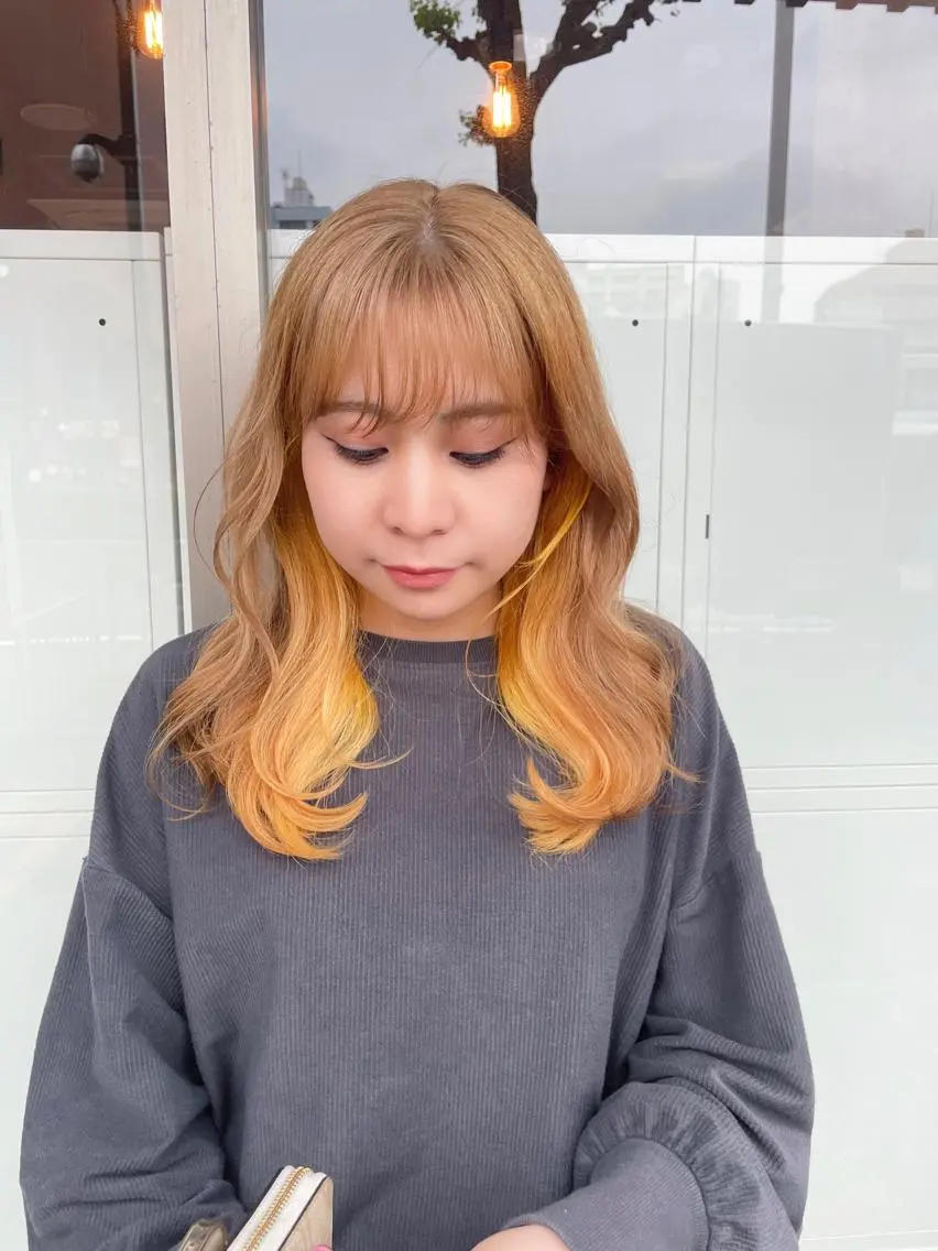 セミロング カラー ベージュカラー ミルクティーベージュ イエローカラー レイヤー/高橋 みく /池下/千種のヘアスタイル