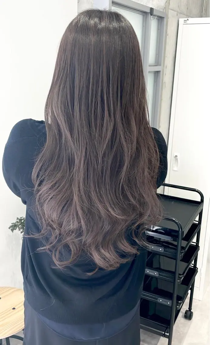 ロング アッシュ 外国人風カラー ドライ カット✂️髪質改善のヘアスタイル