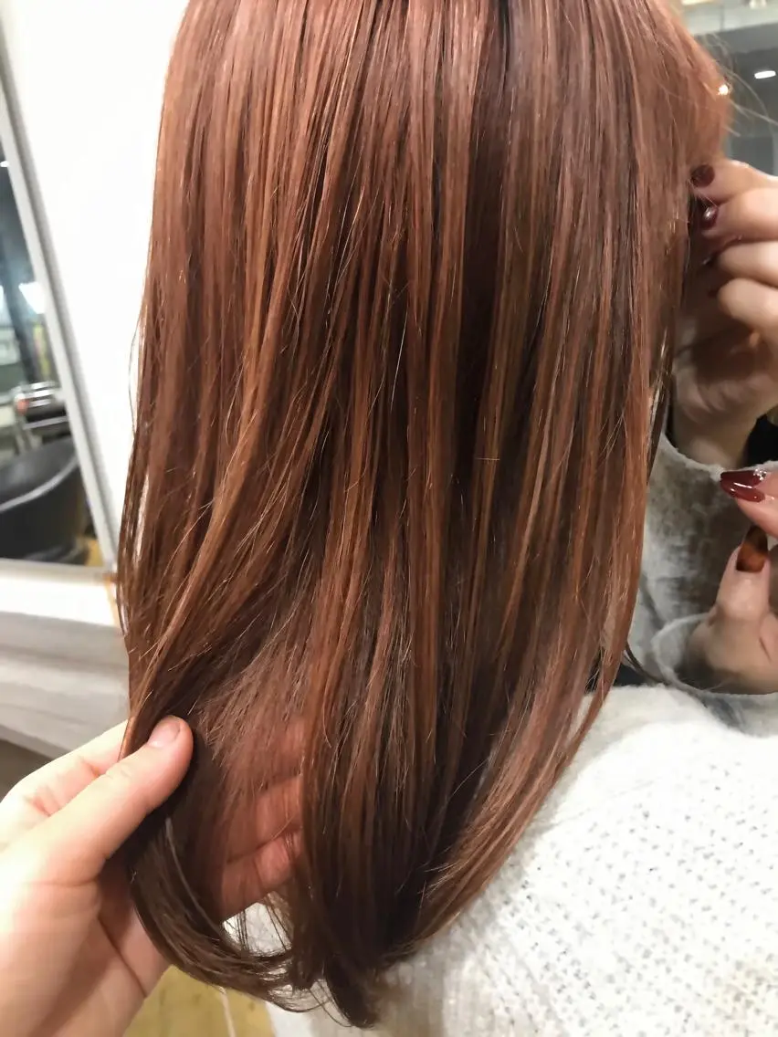 ミディアム カラー ブリーチ 透明感カラー オレンジ ARISA 学芸大学/海外ヘアのヘアスタイル