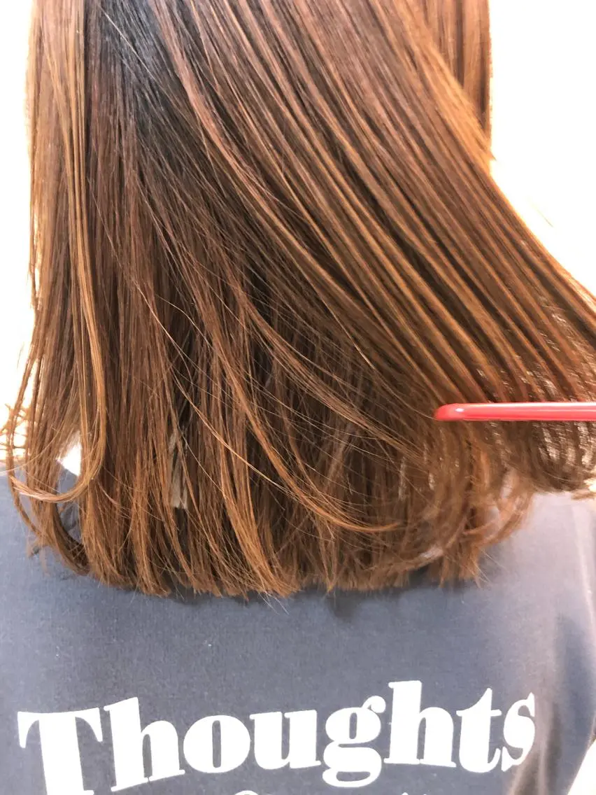 ミディアム カラー ベージュカラー オレンジ オレンジベージュ カット ヘアカラー stylist 杉浦駿生のヘアスタイル