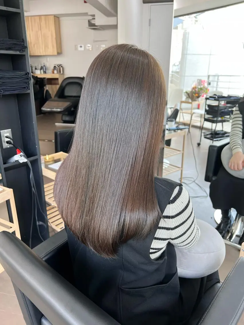 セミロング ボブ 髪質改善 韓国風ヘア 縮毛矯正 トリートメント ヘアカラー トリートメント 髪質改善と艶カラー 💎坂田 裕紀のヘアスタイル