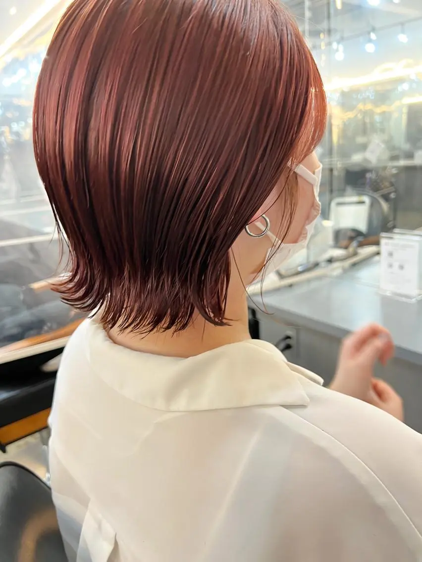 ショート カラー ベージュカラー ブリーチ ブリーチなしカラー ピンクカラー ピンクベージュ アンニュイレイヤー/ 火ノ見🪡のヘアスタイル