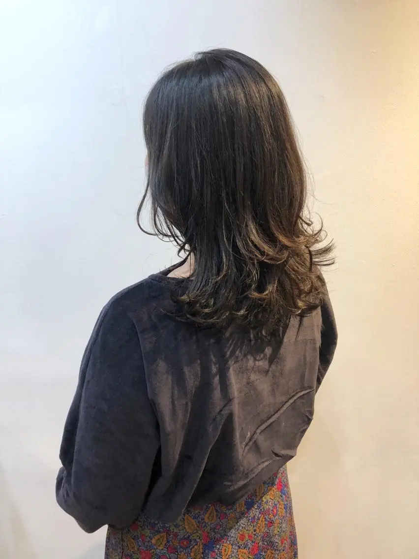 ミディアム パーマ カット ヘアカラー あずまぐち めぐみのヘアスタイル