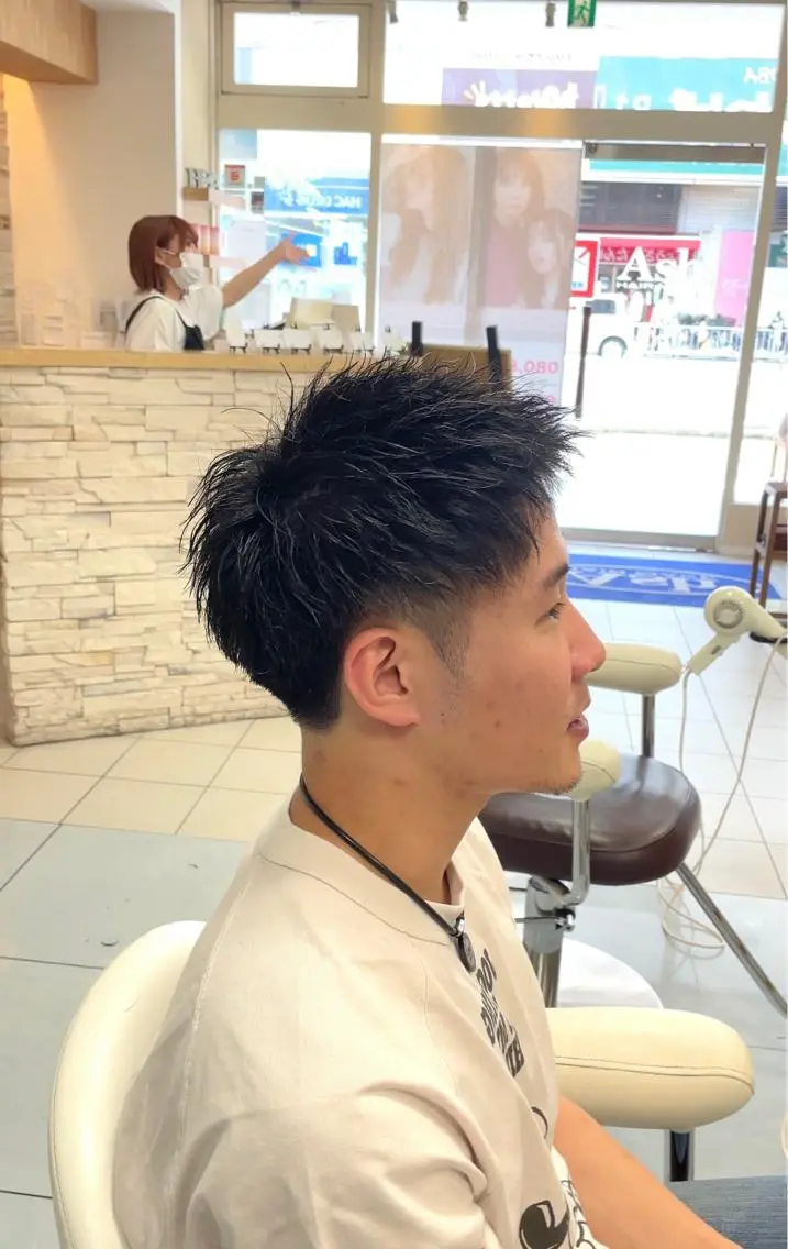 ミディアム ヘアアレンジ メンズ ミディアムパーマ アップバング フェードカット メンズメッシュ マッシュ カット トリートメント 🔮メンズ縮毛矯正 メンズパーマ💎竹永のヘアスタイル