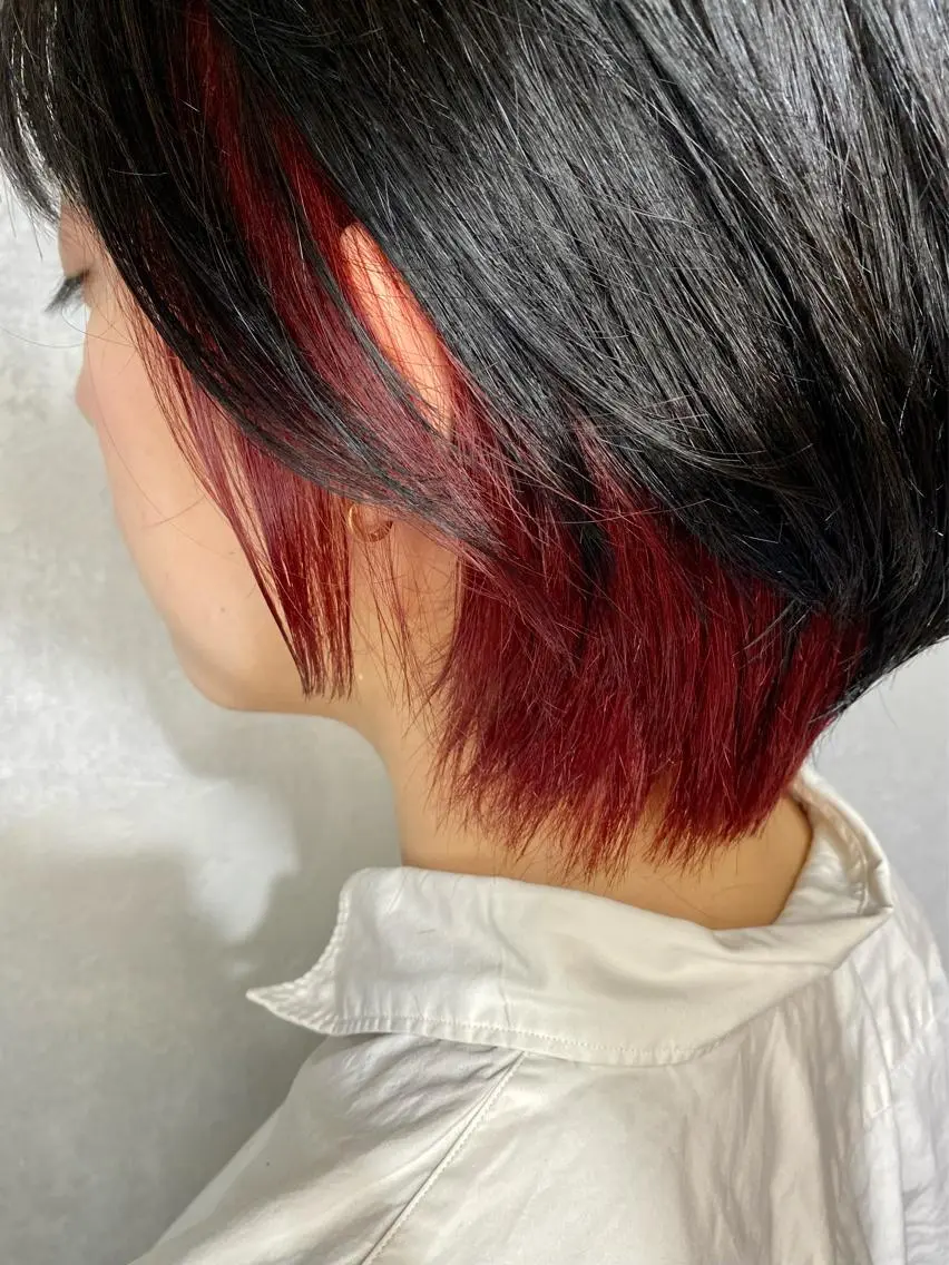ショート カラー インナーカラー レッドカラー 🌾内山 龍介🌾のヘアスタイル