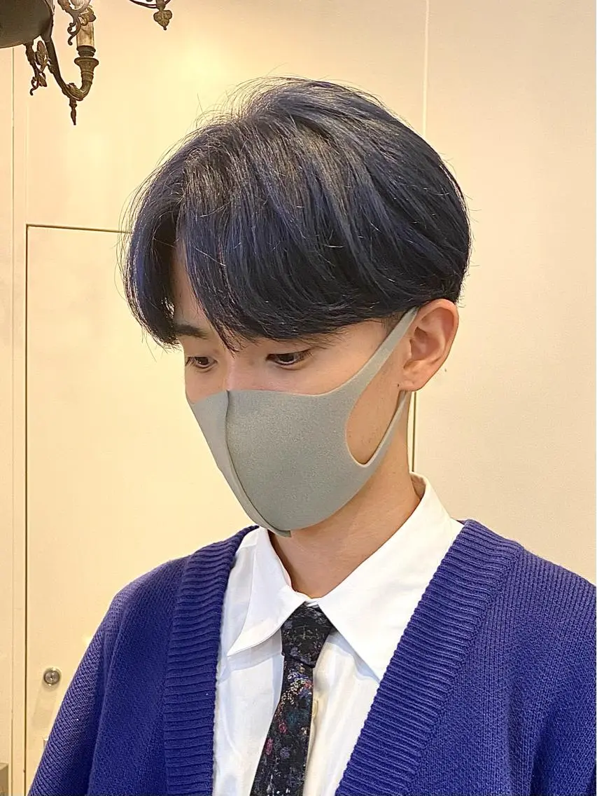 ショート カラー メンズ ブルーカラー JINKIメンズ特化 メンズカットパーマのヘアスタイル