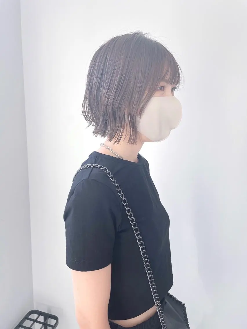 ショート カラー ボブ/縮毛/レイヤー モトナリのヘアスタイル