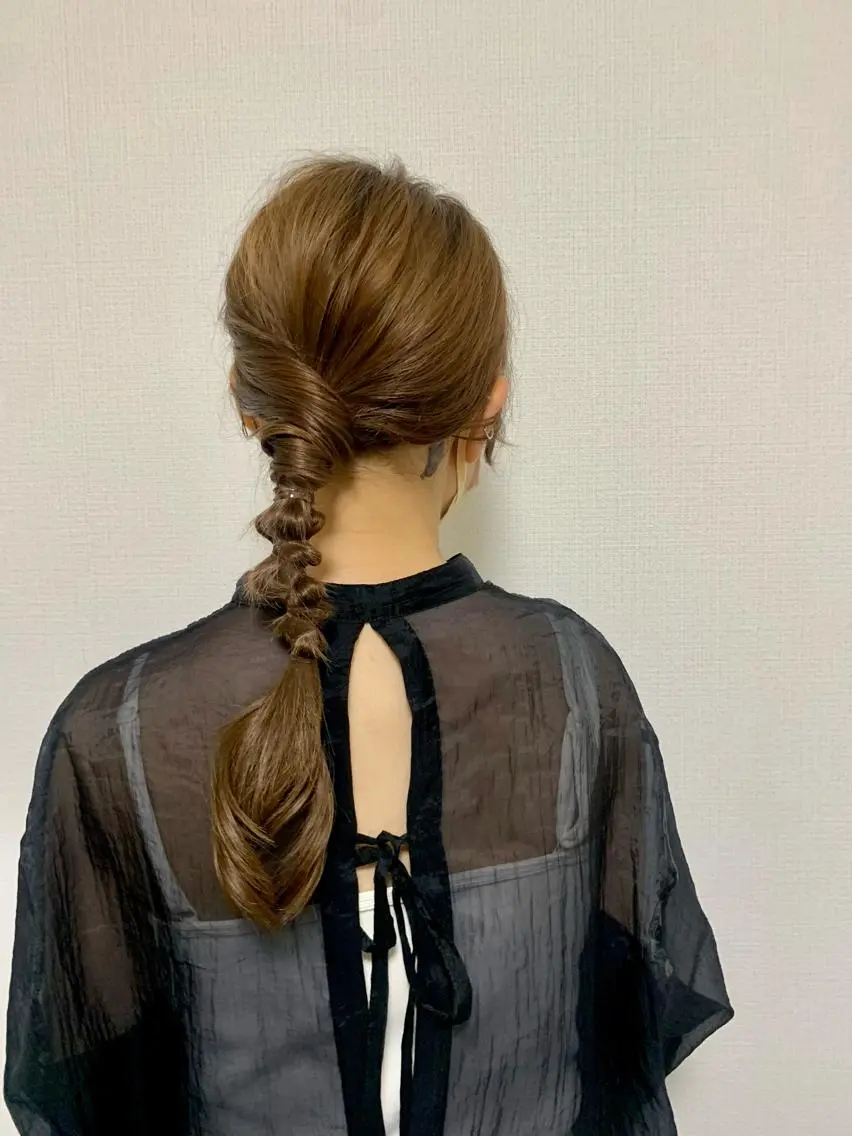 ミディアム ヘアアレンジ ピンクカラー/ mana🎀のヘアスタイル